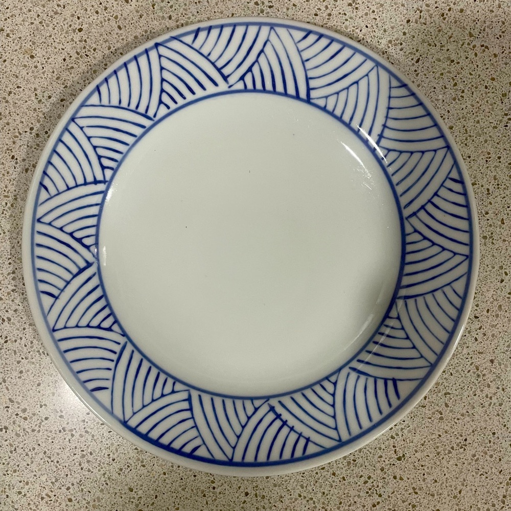 (4) Blue & White 8” Salad Plates